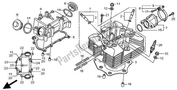 Alle onderdelen voor de Cilinderkop van de Honda TRX 500 FE Foretrax Foreman ES 2010