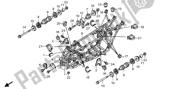 Tutte le parti per il Corpo Del Telaio del Honda TRX 350 FE Fourtrax 4X4 ES 2004