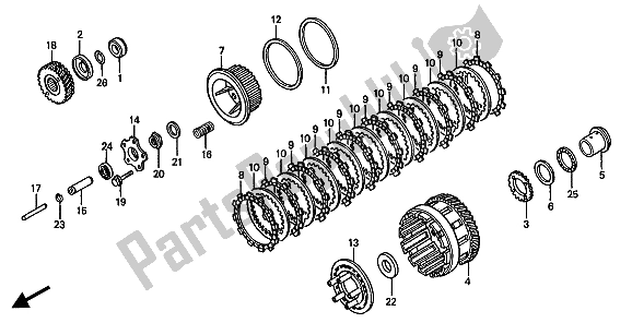 All parts for the Clutch of the Honda ST 1100A 1994