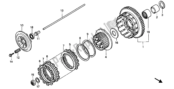 All parts for the Clutch of the Honda CBR 1000F 1988