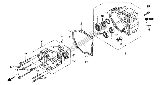 All parts for the Rear Case of the Honda ST 1100 1998