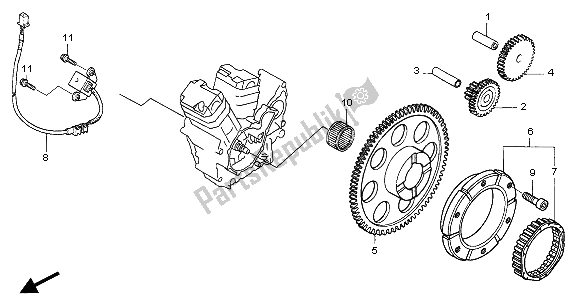 All parts for the Pulse Generator & Starting Clutch of the Honda NT 650V 2001