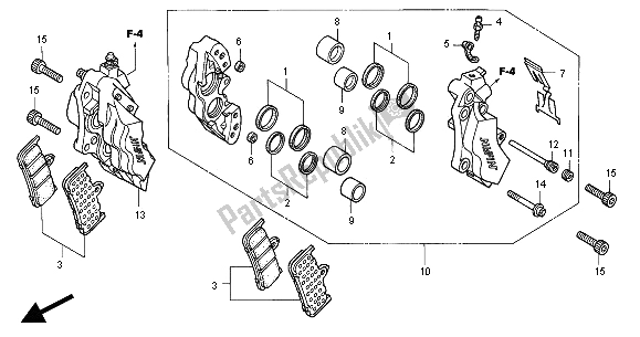 Tutte le parti per il Pinza Freno Anteriore del Honda VTR 1000F 2000