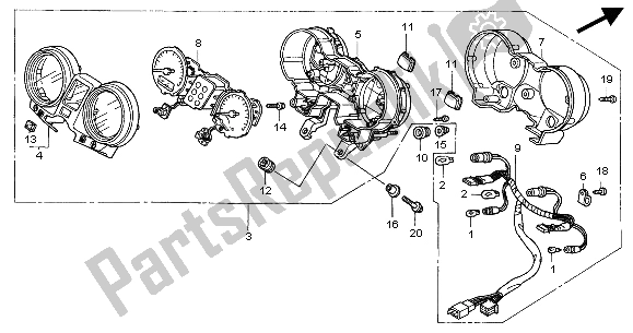 All parts for the Meter (mph) of the Honda CBF 600 NA 2004