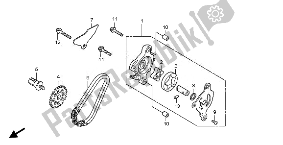 All parts for the Oil Pump of the Honda SH 300A 2011