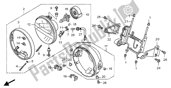 Alle onderdelen voor de Koplamp (eu) van de Honda CB 1300A 2007