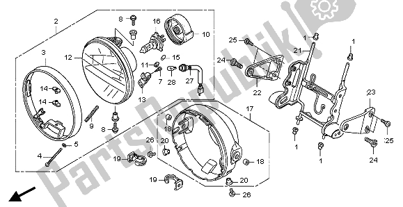 All parts for the Headlight (eu) of the Honda CB 1300A 2007