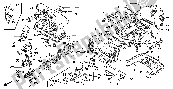 All parts for the Trunk Box of the Honda GL 1800 Airbag 2007