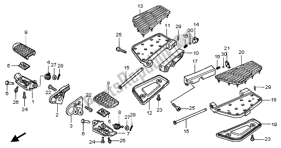 All parts for the Step of the Honda GL 1800A 2003