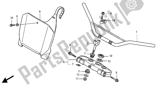 Alle onderdelen voor de Handvatpijp & Hoogste Brug van de Honda CRF 450R 2003