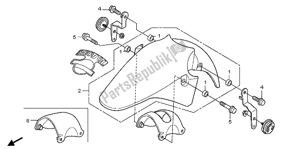 All parts for the Front Fender of the Honda CBR 125 RW 2008
