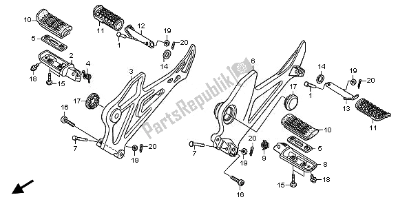 All parts for the Step of the Honda XL 125V 2011