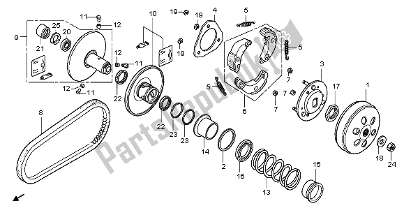 All parts for the Driven Face of the Honda NHX 110 WH 2009