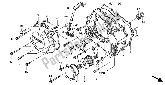 All parts for the Right Crankcase Cover of the Honda XR 400R 2002