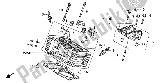 All parts for the Rear Cylinder Head of the Honda VT 750 CA 2006