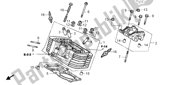 Alle onderdelen voor de Cilinderkop Achter van de Honda VT 750 CA 2006