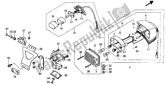 All parts for the Tailligh of the Honda CMX 450C 1988