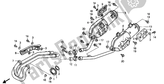 All parts for the Exhaust Muffler of the Honda NX 650 1988