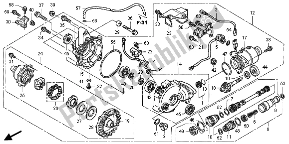 All parts for the Front Final Gear of the Honda TRX 500 FA Fourtrax Foreman Rubicon 2013