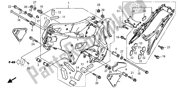 Alle onderdelen voor de Frame Lichaam van de Honda VFR 1200 FD 2012