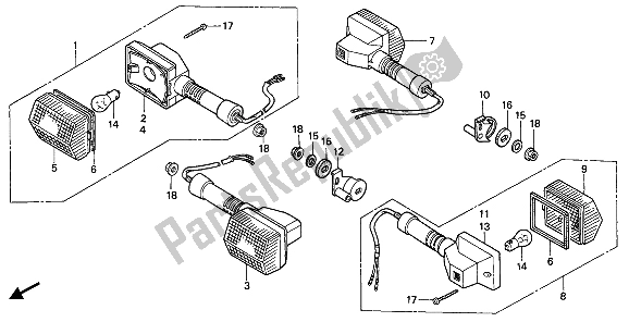 Toutes les pièces pour le Clignotant du Honda NX 250 1990