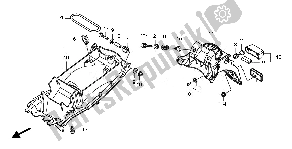 All parts for the Rear Fender of the Honda CBF 1000 FSA 2010