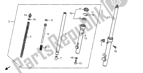 All parts for the Front Fork of the Honda CRF 70F 2007