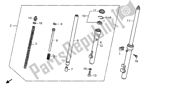 All parts for the Front Fork of the Honda CRF 70F 2007