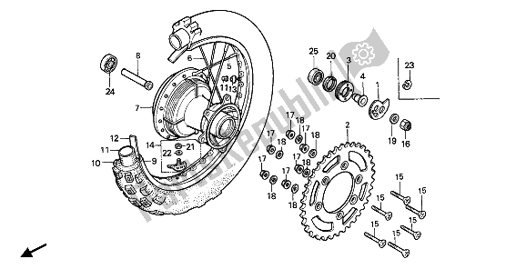 Todas las partes para Rueda Trasera de Honda XR 600R 1990