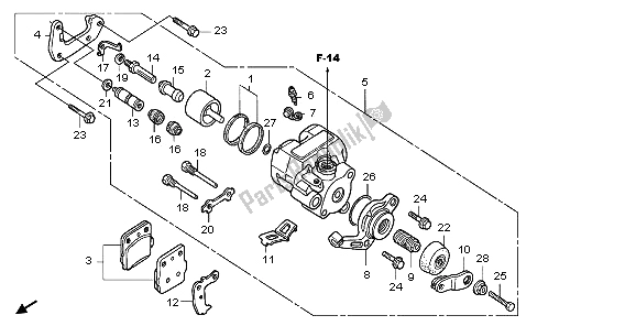 All parts for the Rear Brake Caliper of the Honda TRX 300 EX Sportrax 2003