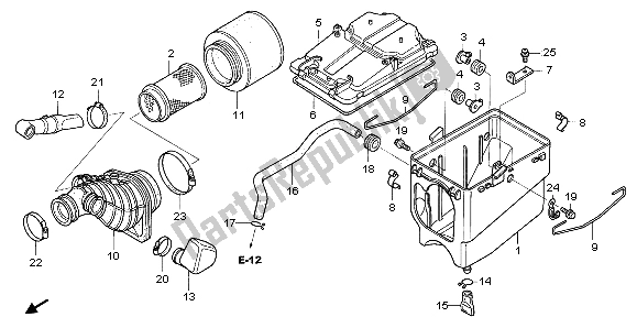 All parts for the Air Cleaner of the Honda TRX 450R Sportrax 37 KW TE 30U Australia 2004