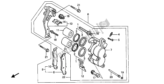 Wszystkie części do Zacisk Hamulca Przedniego Honda NX 250 1989