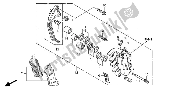 All parts for the Left Front Brake Caliper of the Honda CBF 1000 TA 2010