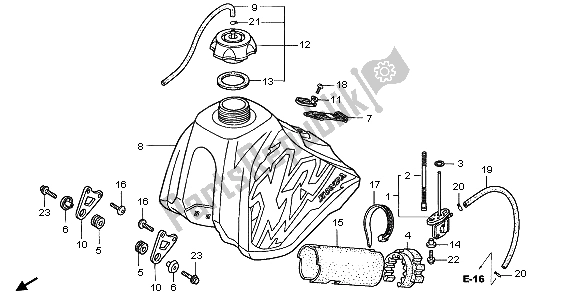 All parts for the Fuel Tank of the Honda XR 400R 1998