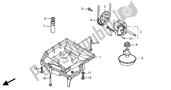 All parts for the Oil Pan & Oil Pump of the Honda CBF 600S 2004