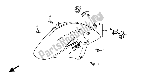 All parts for the Front Fender of the Honda VFR 800 2004