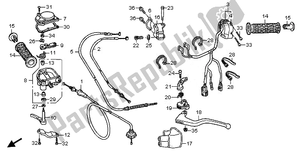 All parts for the Handle Switch of the Honda TRX 250X 2010