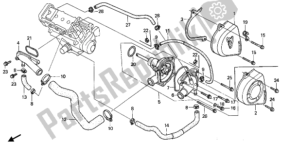 All parts for the Water Pump of the Honda CBR 900 RR 1992