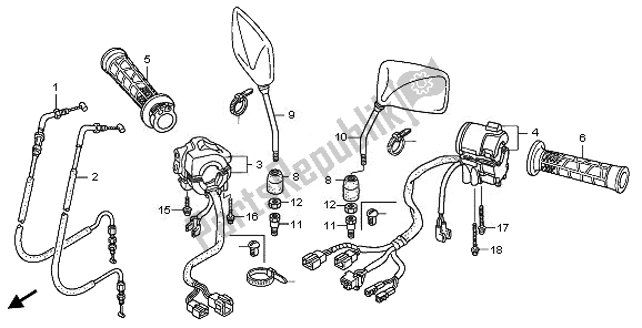All parts for the Switch & Cable of the Honda CB 1300 2008