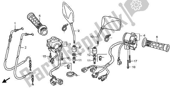 Alle onderdelen voor de Schakelaar & Kabel van de Honda CB 1300 2008