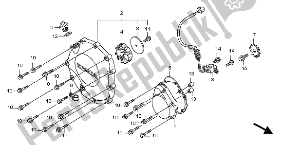 All parts for the Right Crankcase Cover of the Honda CB 1300A 2007