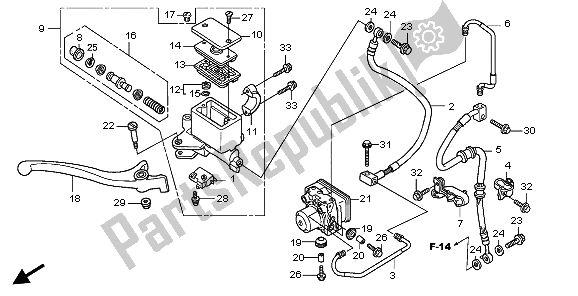 All parts for the Fr. Brake Master Cylinder of the Honda FES 125A 2009