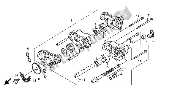 Wszystkie części do Pompa Olejowa Honda TRX 500 FA Fourtrax Foreman 2001