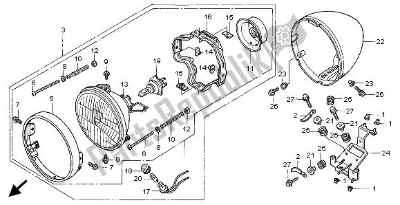 All parts for the Headlight (eu) of the Honda VT 750C 1999