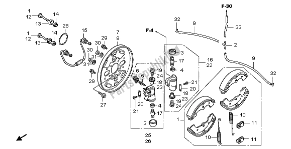 All parts for the Front Brake Panel of the Honda TRX 450 FE Fourtrax Foreman ES 2004