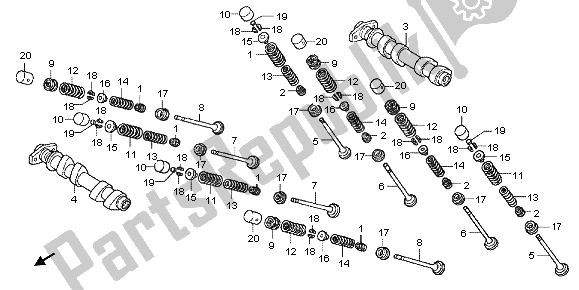 All parts for the Camshaft & Valve (front) of the Honda VFR 800X 2012