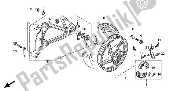 Tutte le parti per il Ruota Posteriore E Forcellone del Honda SH 150R 2008