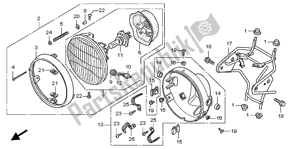 All parts for the Headlight (eu) of the Honda CBF 600N 2008