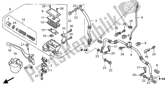 Wszystkie części do G?ówny Cylinder Hamulca Przedniego Honda TRX 400 FA 2007