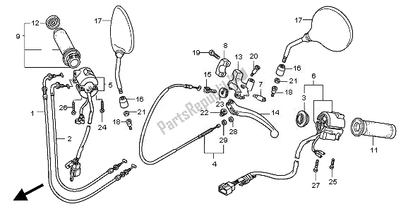 All parts for the Handle Lever & Switch & Cable of the Honda VT 750C2B 2010
